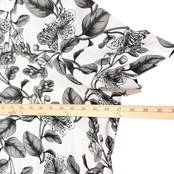 Hot Cotton Floral Linen Blend Button Front Blouse‎ - Picture 7 of 8